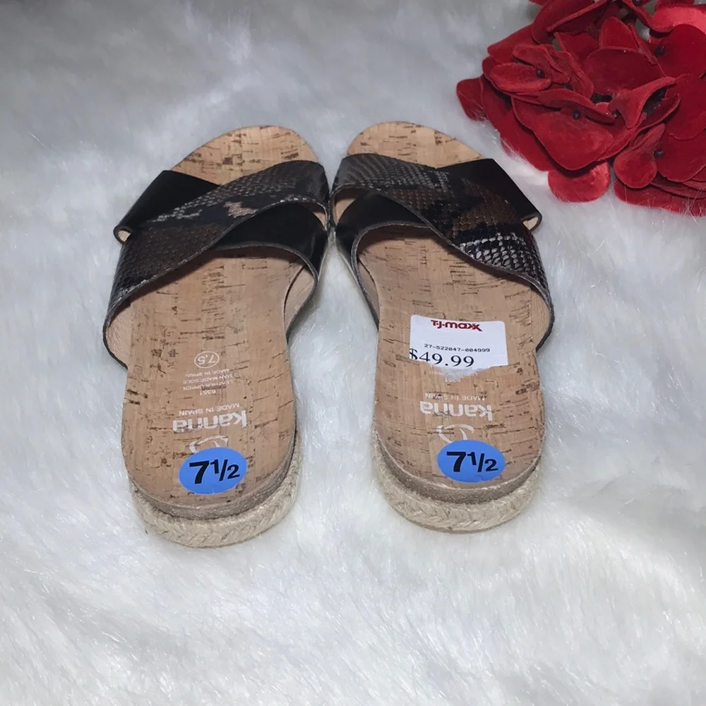 Kanna snake / black leather cork sandal